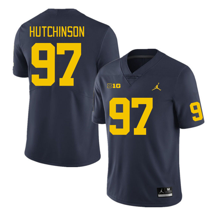Michigan Wolverines #97 Aidan Hutchinson College Football Jerseys Stitched Sale-Navy
